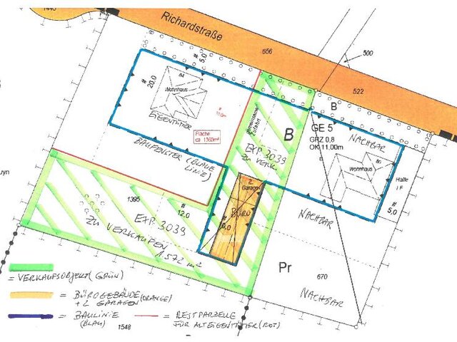 Lageplan mit Teilung