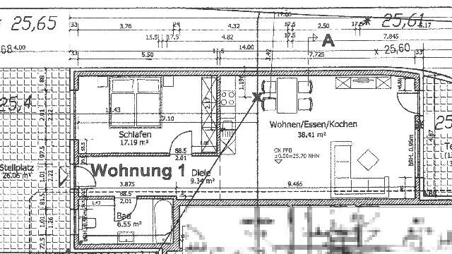 Grundriss Anbau 75 m² Wfl.
