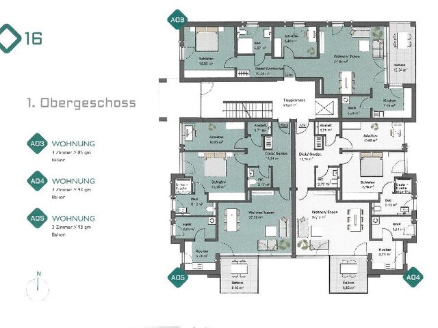 Etagenplan Haus A im 1. OG