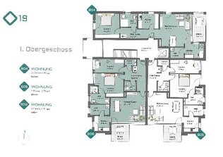Etagenplan Haus B im 1. OG